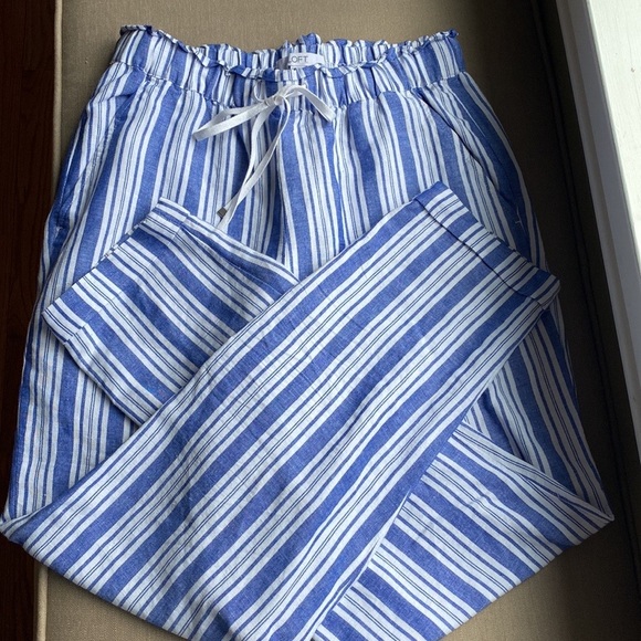 LOFT Blue White Striped Linen Pants NEW XS - Picture 2 of 5